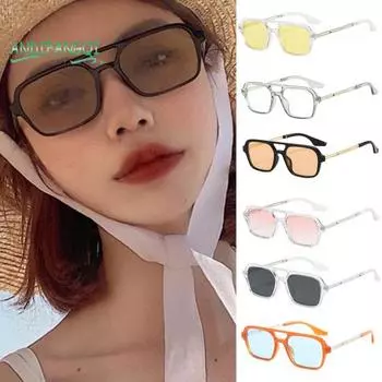 Солнцезащитные очки, противоскользящие, солнцезащитные, квадратная оправа, крутой внешний вид, оттенок, ретро, полые модные солнцезащитные очки с двойной перемычкой, товары для улицы 13