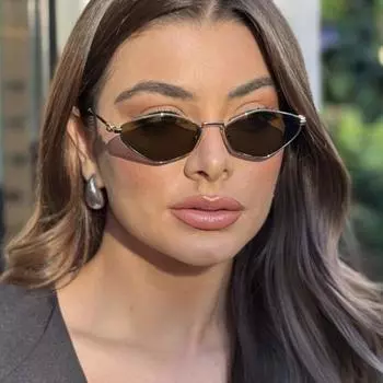 Солнцезащитные очки Retro Rhombus Metal Солнцезащитные очки с маленькой оправой Персонализированные солнцезащитные очки Miu Home