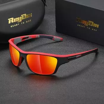 Солнцезащитные очки ReyDix унисекс, поляризационные, разноцветные, пылезащитные, спортивные, UV400 серебряный/чёрный