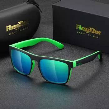 Солнцезащитные очки ReyDix унисекс с поляризационными квадратными цветными пленками для занятий спортом на открытом воздухе, UV400 чёрный