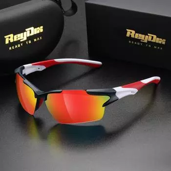 Солнцезащитные очки ReyDix унисекс в квадратной оправе из материала TR90, цветная пленка, солнцезащитные очки для занятий спортом на открытом воздухе, UV400 чёрный