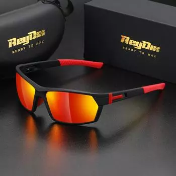 Солнцезащитные очки ReyDix унисекс в поляризованной цветной коробке для занятий спортом на открытом воздухе и велоспорта, UV400 чёрный