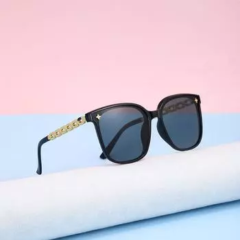 Солнцезащитные очки с большой оправой и цепочкой для мужчин и женщин, для уличной стрельбы, с защитой от ультрафиолета и солнцезащитными очками