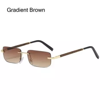 Солнцезащитные очки с градиентными линзами под дерево, без оправы, солнцезащитные очки UV400, уличные очки для женщин Gradient Brown