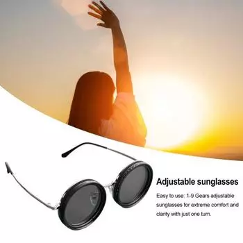 Солнцезащитные очки с регулируемым фильтром нейтральной плотности, 1-9 передач для комфорта, прозрачные поляризованные круглые очки с блокировкой синего света для путешествий и фотосъемки B