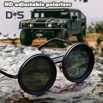Солнцезащитные очки с регулируемым фильтром нейтральной плотности, 1-9 передач для комфорта, прозрачные поляризованные круглые очки с защитой от синего света для путешествий и фотосъемки на открытом воздухе чёрный