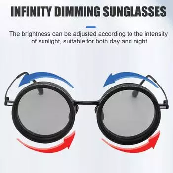 Солнцезащитные очки с регулируемым тонированием от 1 до 9 передач для мужчин, круглые поляризованные очки UV400 с линзами из нейтрального фильтра для пляжа, рыбалки, вождения чёрный