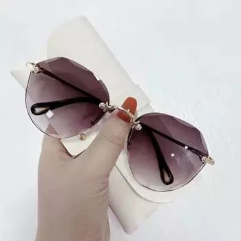 Солнцезащитные очки с режущей кромкой без рамок, женские солнцезащитные очки с круглым лицом, большая тонкая оправа и солнцезащитные очки с защитой от ультрафиолета