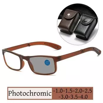 Солнцезащитные очки с защитой от синего света, меняющие цвет, для очков с минусовыми линзами, модные тенденции, портативные складные очки для близорукости, готовые очки -1.0