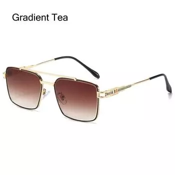 Солнцезащитные очки с защитой от ультрафиолета, солнцезащитные очки с градиентными линзами и двойной перемычкой для мужчин и женщин Gradient Tea