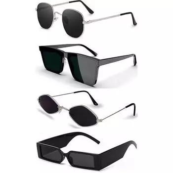 Солнцезащитные очки Sheomy Square для мужчин, набор из 4 очков унисекс, женские очки, квадратные солнцезащитные очки, женские черные солнцезащитные очки, комбинированные солнцезащитные очки унисекс