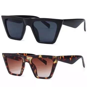 Солнцезащитные очки SORVINO Cat Eye Square, модные ретро-классические винтажные солнцезащитные очки для женщин и мужчин, цвет черный+леопардовый (2 шт.),