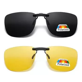 Солнцезащитные очки Square Clip On для женщин с поляризованными черными линзами Uv400, ночного видения, для вождения, мужские очки с клипсами, антибликовые, винтажные очки