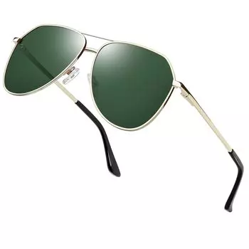 Солнцезащитные очки Teardrop Polarized UV Protection для вождения, спорта, гольфа, рыбалки, золотая оправа, линзы G15 [Joopin] Мужские, женские