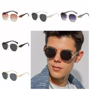 Солнцезащитные очки UV400 Polygonal Classic Anti-UV Glasses Retro Women Sunglasses Decorative жёлтый/синий