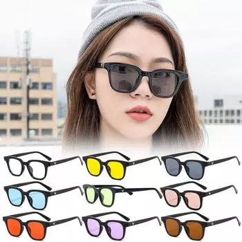 Солнцезащитные очки UV400 Прямоугольные очки Унисекс Винтажные мужские популярные корейские оттенки Высококачественные модные солнцезащитные очки ярких цветов Ювелирные аксессуары Glasses cloth random color