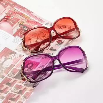 Солнцезащитные очки UV400 ретро женские камелия градиент большая оправа модные трендовые очки ручной работы чёрный