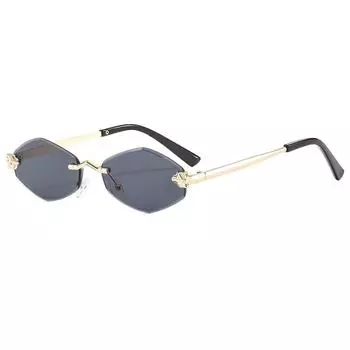 Солнцезащитные очки UV400 Ромбовидные Бескаркасные Устойчивые к УФ-излучению Велосипедные очки Многоугольные Велосипедные очки Женские серый/чёрный