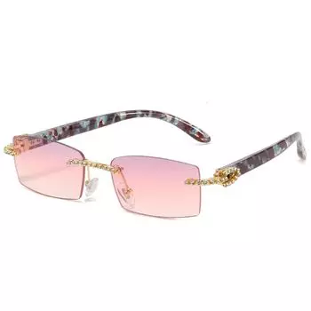 Солнцезащитные очки UV400 в стиле панк, модные прямоугольные солнцезащитные очки с градиентом, солнцезащитные очки для женщин и мужчин Floral-Gray Pink