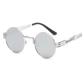 Солнцезащитные очки UV400 высшего качества, круглые, для мужчин и женщин, с металлической оправой и зеркальными линзами As Picture