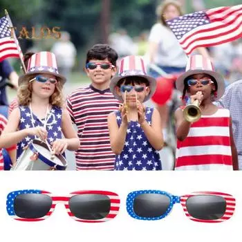 Солнцезащитные очки в честь Дня независимости Америки, принт национального флага, праздничный блок 4 июля, солнечный свет, анти-УФ-защита, унисекс, прочный шарнир, реквизит для фотосъемки, ретро-рамка B