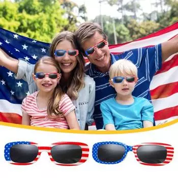 Солнцезащитные очки в честь Дня независимости Америки, принт национального флага, праздничный блок 4 июля, солнечный свет, анти-УФ-защита, унисекс, прочный шарнир, реквизит для фотосъемки, ретро-рамка B