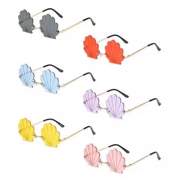 Солнцезащитные очки в форме ракушки из металла в форме цветка, забавные очки с океанскими линзами для фотореквизита, вечеринки