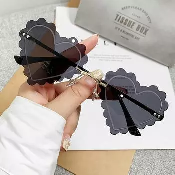 Солнцезащитные очки в форме сердца, милые очки Love Eyewear, забавные аксессуары для выпускного вечера, без оправы, с обрезанным краем, в форме сердца для женщин и мужчин