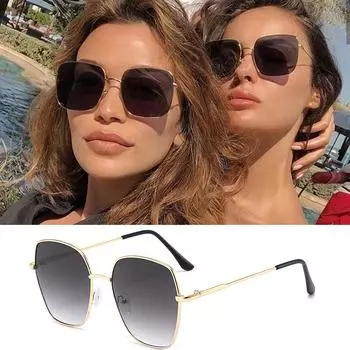 Солнцезащитные очки в квадратной оправе для женщин и мужчин с металлической оправой, солнцезащитные очки в металлической оправе, женские очки с градиентом