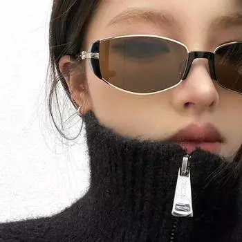 Солнцезащитные очки в маленькой оправе для мужчин и женщин, прямоугольные винтажные солнцезащитные очки в стиле панк, брендовые металлические квадратные солнцезащитные очки чёрный