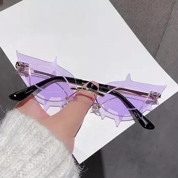 Солнцезащитные очки в стиле хип-хоп без оправы для вечеринок, винтажные солнцезащитные очки без оправы с тонированными линзами и шипами