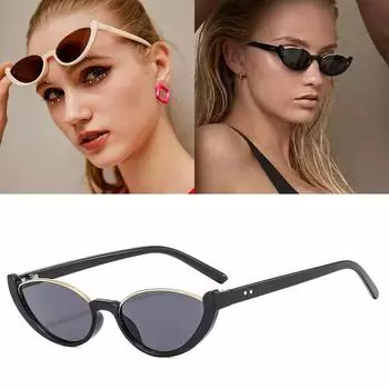 Солнцезащитные очки в стиле хип-хоп с небольшой полурамкой, женские солнцезащитные очки «кошачий глаз», модные уличные солнцезащитные очки, персонализированные конфетные цвета