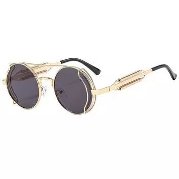 Солнцезащитные очки в стиле панк для мужчин, дизайнерские винтажные круглые модные очки в стиле стимпанк, солнцезащитные очки в стиле ретро