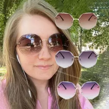 Солнцезащитные очки в стиле панк-градиент без оправы с большой оправой, пляжные солнцезащитные очки, дорожные аксессуары, очки для вождения для женщин и мужчин