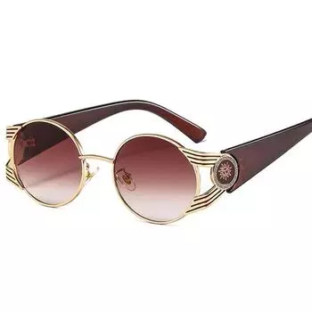 Солнцезащитные очки в стиле панк Steam, винтажные очки унисекс, классические очки в круглой оправе унисекс серый/золотой