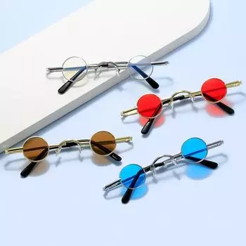 Солнцезащитные очки в стиле панк в круглой ультрамаленькой оправе для мужчин и женщин, очки в маленькой круглой оправе в стиле принца, металлические очки, солнцезащитные очки в стиле хип-хоп