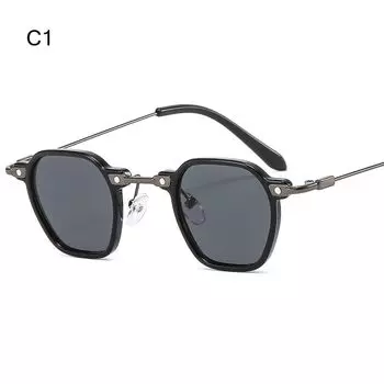 Солнцезащитные очки в стиле панк в многоугольной оправе, винтажные маленькие авангардные солнцезащитные очки, очки цвета океана для женщин и мужчин C1