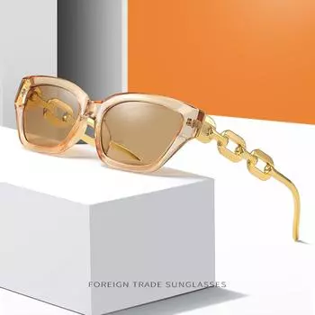 Солнцезащитные очки в стиле ретро «кошачий глаз» с толстой цепочкой на ножке, мужские солнцезащитные очки для пожилых людей, женские солнцезащитные очки чёрный