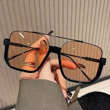 Солнцезащитные очки в стиле ретро с большими квадратными линзами UV400 — металлические полуоправы в винтажном стиле для мужчин и женщин, модные легкие солнцезащитные очки с защитой от ультрафиолета