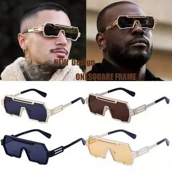 Солнцезащитные очки в стиле стимпанк Y2k для мужчин и женщин, цельные солнцезащитные очки в стиле хип-хоп, панк для женщин, роскошные винтажные негабаритные квадратные очки для велоспорта, большие очки в оправе