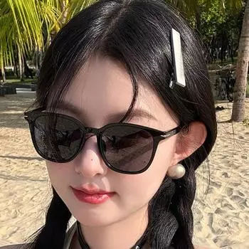 Солнцезащитные очки в винтажном фирменном дизайне Shade, новые модные солнцезащитные очки в круглой оправе, унисекс, для путешествий и вечеринок, для женщин as picture чёрный