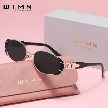 Солнцезащитные очки WIMN Retro с круглой оправой, легкой конструкцией и поляризационной технологией чёрный/золотой