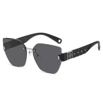 Солнцезащитные очки Xiaoxiangfeng без оправы с отделкой, женские полигональные солнцезащитные очки, унисекс, очки с четырехлистным клевером