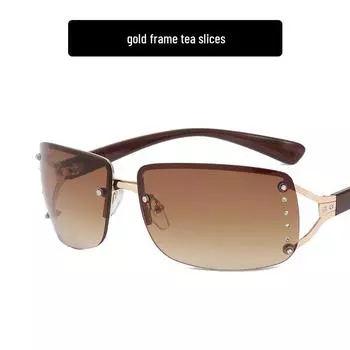 Солнцезащитные очки Y2K в стиле ретро с квадратными линзами и стразами: Трендовая мода середины века для мужчин и женщин As Shown