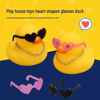 Солнцезащитные очки Yellow Duck Peach Heart с золотой цепочкой и шпильками для волос — милые подарки для магазина молочного чая null чёрный