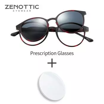 Солнцезащитные очки ZENOTTIC Polarized с магнитным креплением на оптических оправах для мужчин, солнцезащитные очки для близорукости, 2 в 1, женские очки по рецепту Single Version&1.56&None чёрный