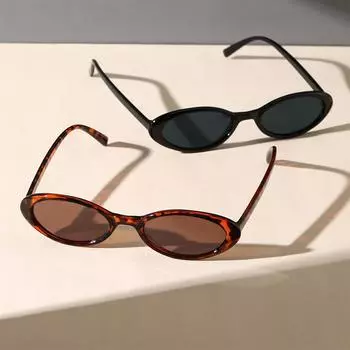Солнцезащитные очки женские Jelly Oval в маленькой оправе, шикарные винтажные солнцезащитные очки в стиле ретро, полупрозрачные каплевидные очки для пляжных нарядов чёрный