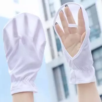 Солнцезащитные перчатки, дышащие, охлаждающие, без пальцев, перчатки из ледяного шелка, уличные солнцезащитные перчатки для рук для женщин, мужчин, вождения, велоспорта белый