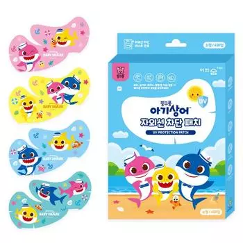 Солнцезащитные пластыри Pinkfong Baby Shark UV Protection Kids, маленькие, набор из 4 шт., 1 комплект