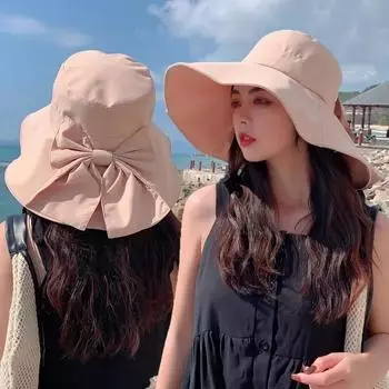 Солнцезащитные шляпы с бантом, женские летние шляпы с большими полями в японском стиле, рыбацкие шляпы для путешествий, пляжные приморские солнцезащитные шляпы 54-60cm красный